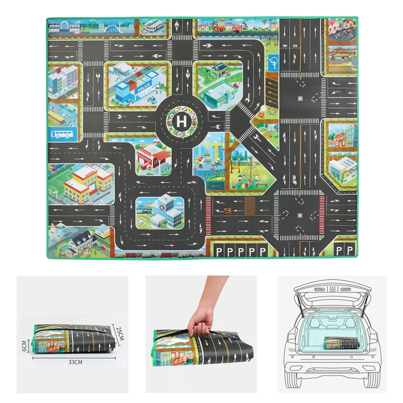 130*100cm Baby Play Mat Road Map City Thickened Non-Woven Crawling Pad Foldable Waterproof Map Children Outdoor Toy Mat