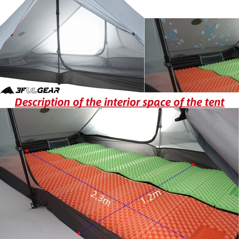 Imagem -03 - Gear-double-sided Silicone Revestido Camping Tenda Tenda Ultraleve para Pessoas Caminhadas Poleless 20d Pu3000 mm 3f ul