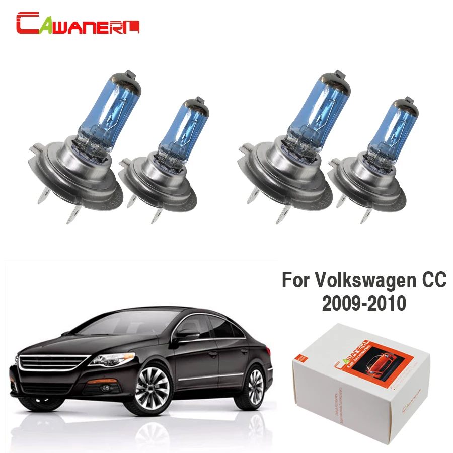 

Cawanerl 4 Pieces 100W H7 Car Light Styling Halogen Bulb 12V For Headlight High Low Beam For Volkswagen CC Sedan 2009-2010