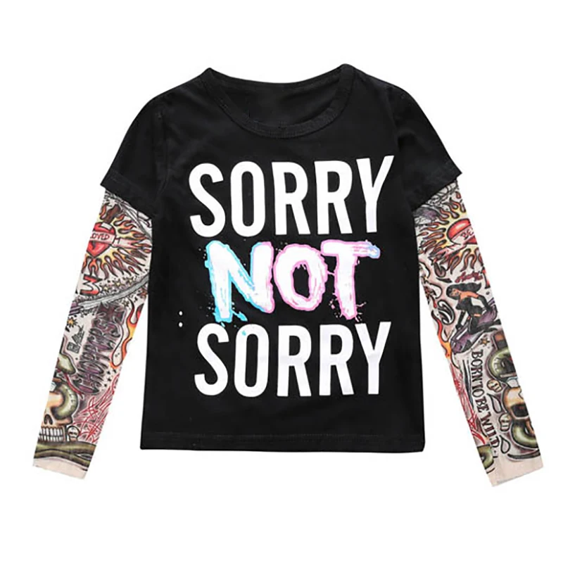 Comfortable Novelty Tattoo Long Sleeve Children T-Shirts Cotton Boy T-Shirt Autumn Kids Girls Tops Round neck T-shirt