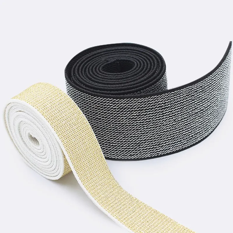 Glitter Gold Silver Elastic Bands 10/15/25/40mm High Quality Nylon Waist Band for Garment Trousers DIY Sewing Accessories 1M