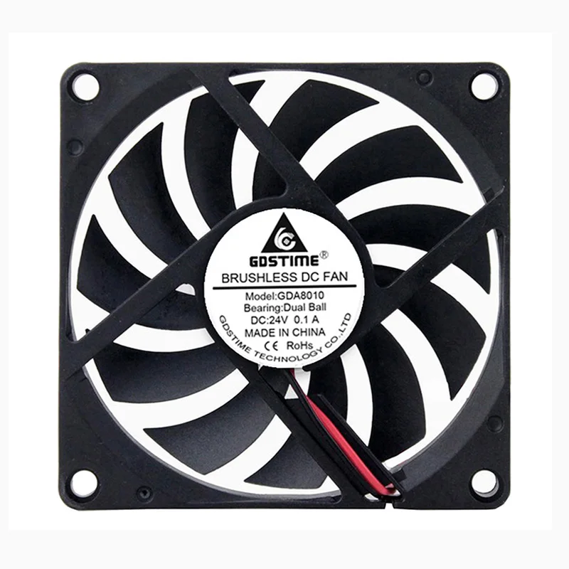 Imagem -02 - Gdstime dc sem Escova Axial 24v Ventilador 80x80x10 mm 80 mm Dupla Bola Computador Case Cpu Cooler 8cm Gráficos Ventilador de Refrigeração 10 Peças Lote