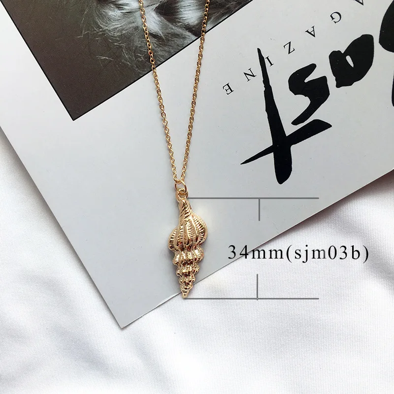 MEIBEADS 1pc Fashion 12 Design Shell Starfish Pendant Necklaces For Women Girls Gift Vintage Gold Color Choker Bohemian Necklace