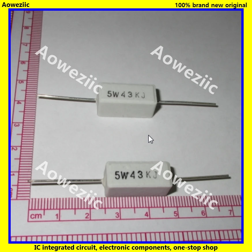 10Pcs RX27 수평 시멘트 저항 5W 43K 옴 43K R 43K RJ 5W43KJ 43000R 세라믹 저항 정밀도 5% 힘 저항