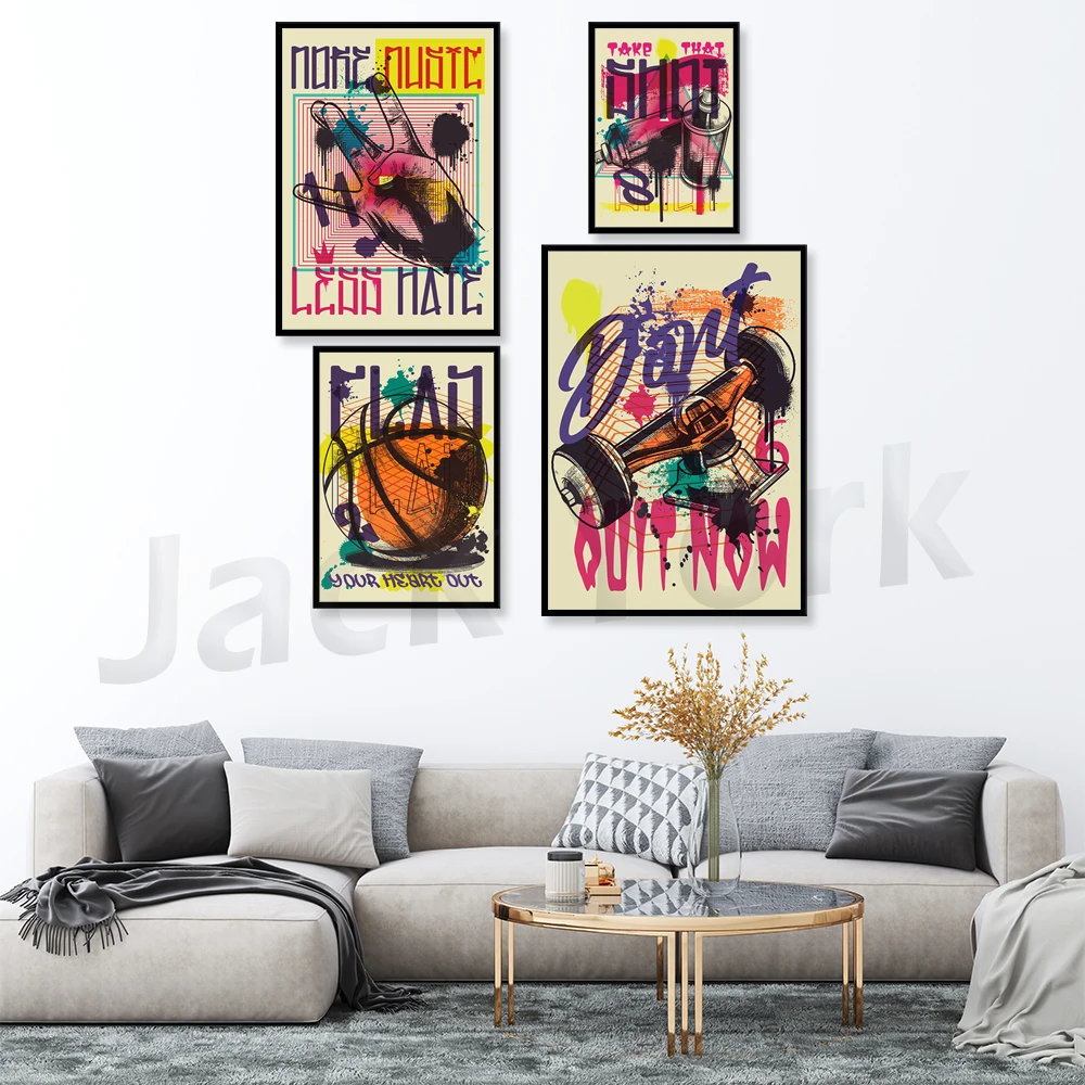 Hand gesture,Skate truck,Basketball urban graffiti,Art Canvas Paintings  Art Posters And Prints  Pictures For Living Room view 4