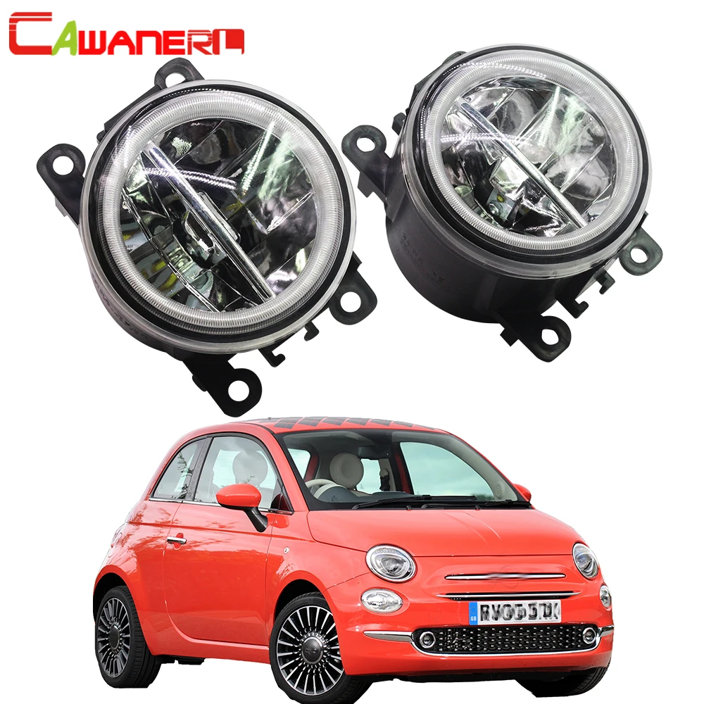 

Cawanerl For Fiat 500 L4 1.4L 2012 2013 2014 2015 Car Styling LED Bulb 4000LM Fog Light + Angel Eye Daytime Running Light 12V