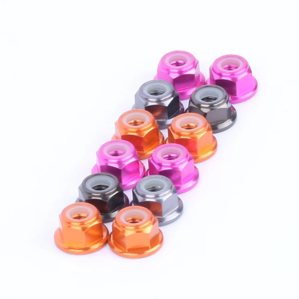 M5 CW  20PCS Aluminum Lock Nuts M5 CW  Aluminum Alloy Flange Nylon Lock Nut Self-locking nut anti-losing Locknuts for RC model p