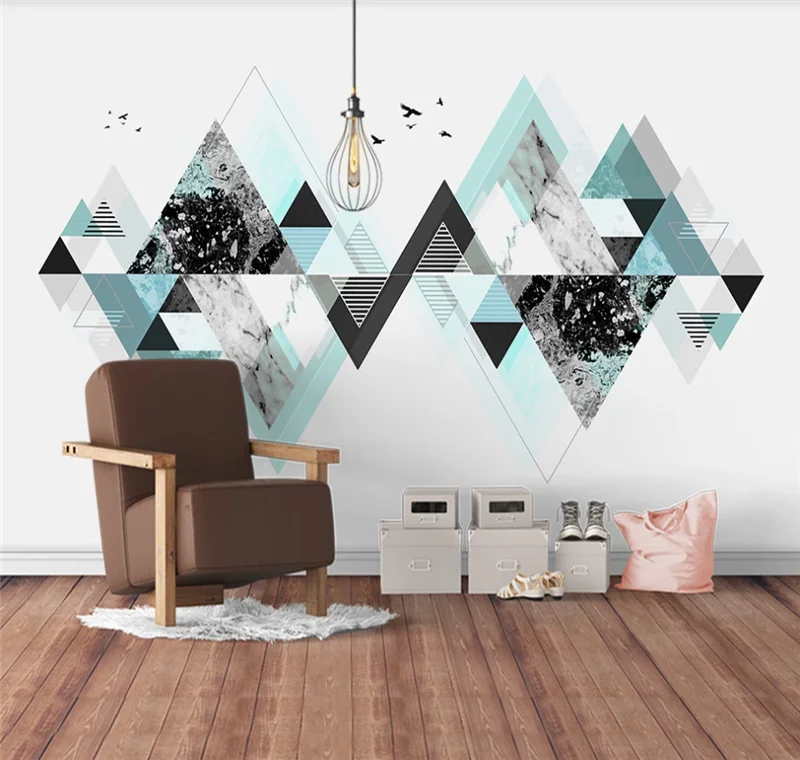 Xuesu Modern abstract geometric marble texture TV living room bedside bedroom background wall custom wallpaper mural 3D5D8D