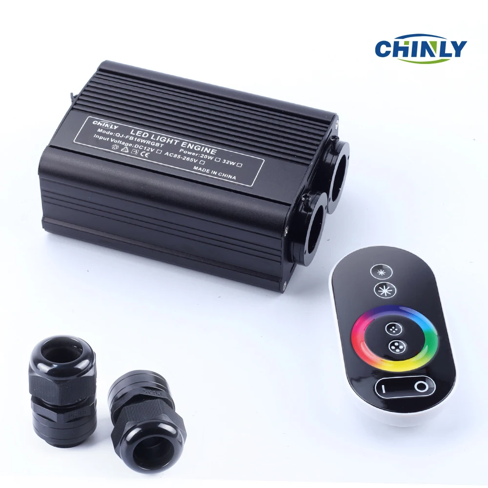 32W Glasvezel Motor Rgbw Dubbele Hoofden Led Lichtbron Rf Remote Touch Control Driver Voor Alle Glasvezel kabel