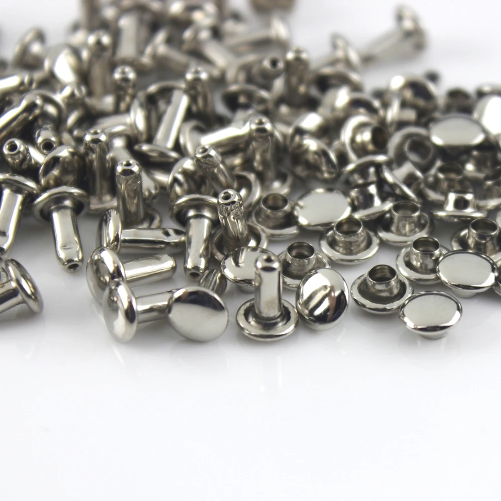 100sets 7/9/10/12mm Metal Double Cap Rivets Studs Round Rivet for Leather Bag Belt Clothing Garment Shoes Collar Decor