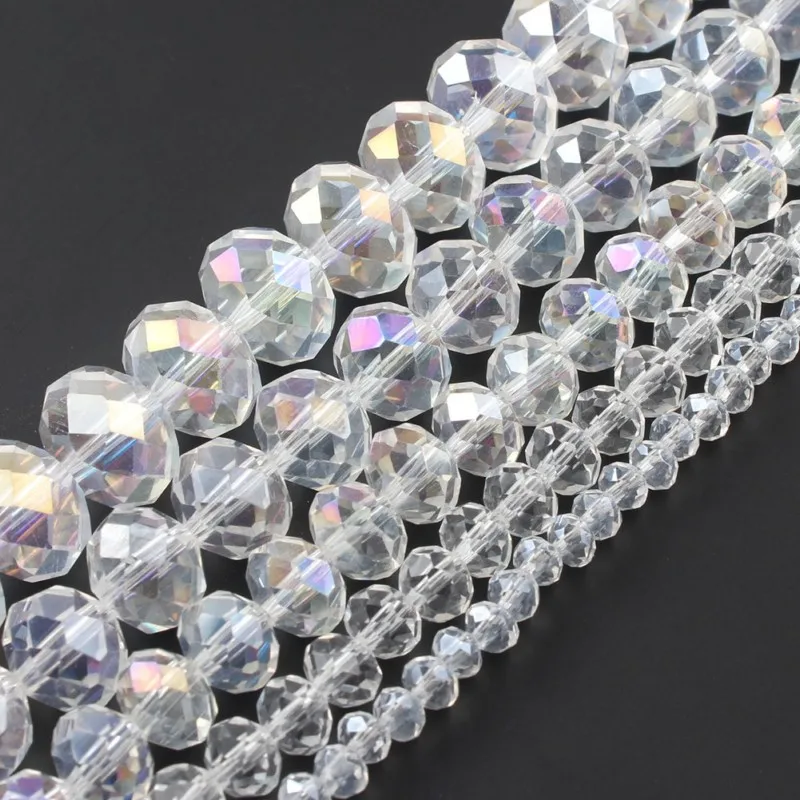 Perles en cristal à facettes, couleur AB, 3-12mm, rondelles en verre, artisanat, couture, accessoires pour la fabrication de bijoux, vente en gros