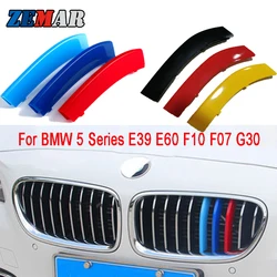 3pcs ABS M Germany Color For BMW F10 E39 E60 F07 G30 F18 5 Series GT GT5 Car Racing Grille Strip Trim Clip Stickers Accessories