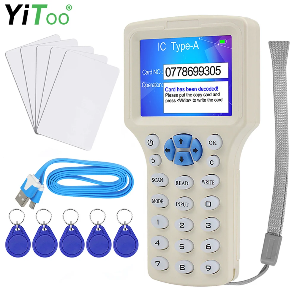 yitoo ic id hid uid programador de cartao inteligente leitor rfid escritor duplicador criptografado decodificador com gravavel cartoes chave usb 01