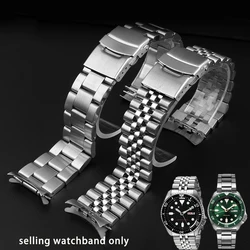 For Seiko No.5 Solid Stainless Steel Band 20mm 22mm Men's Sports Strap SKX007 SKX009 SRPD63K1 SKX175 Jubilee Curved End Bracelet