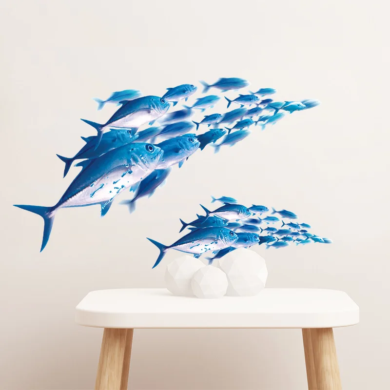 3D Fishes Wall Stickers Kids Children\'s Rooms Living Room Decoration Mural Home Art Decals Transparent Background Stickers