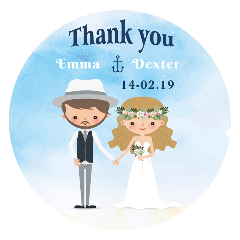 100PCS Round Wedding Sticker Sealing Sticker Gift Candy Box Label Self-adhesive Sticker Customize your name and date