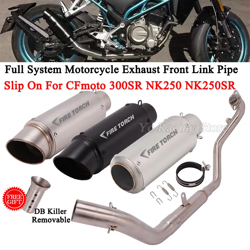 For CFmoto NK250 NK250SR NK300 NK300SR 300SR 250NK NK250SH Motorcycle Full System Exhaust Escape Modify Front Link Pipe Muffler