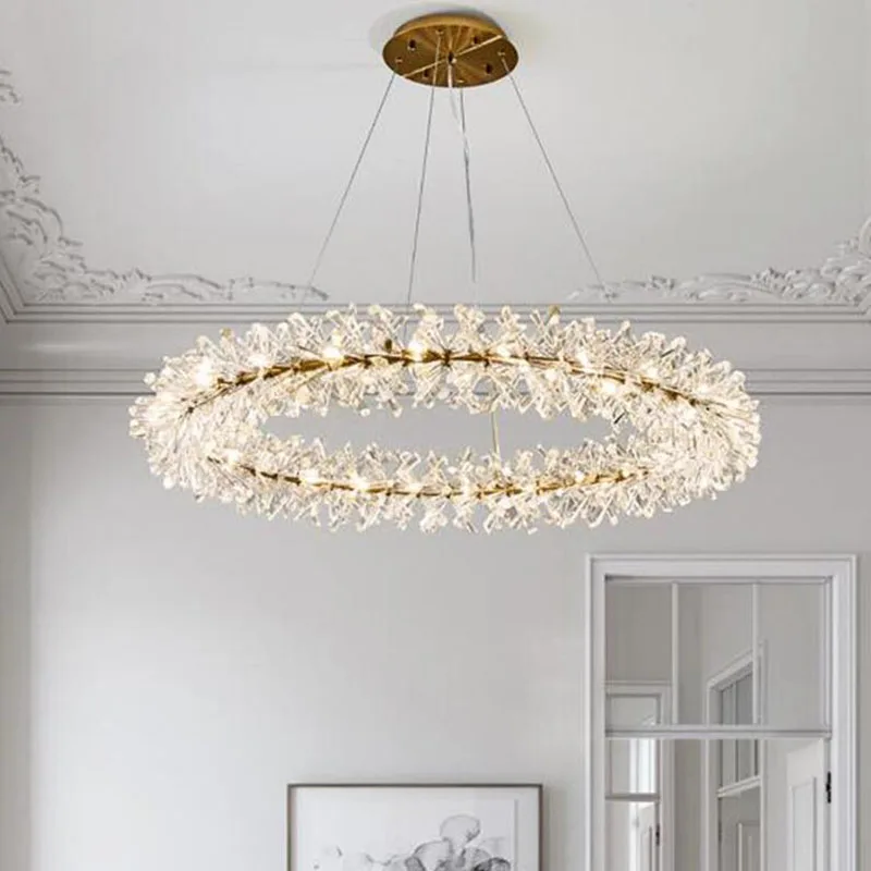 nordic led crystal chandelier para sala de estar lustre pendente redondo luzes internas ajustaveis iluminacao de luxo 01