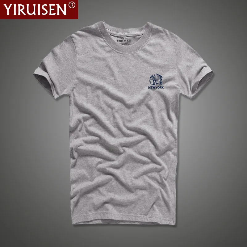 Solid Embroidery Men\'s T-Shirt YiRuiSen High Quality Breathable Tees Daily Comfortable Male Short Sleeve Vintage Fashion Shirt