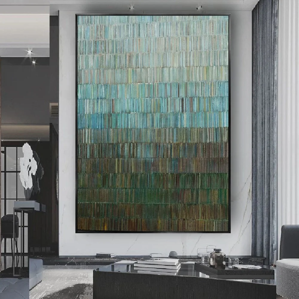 New Arrivals abstract green stripes Wall Art Picture 100% Hand-painted Oil Painting on Canvas Design indoor Art hanging painting