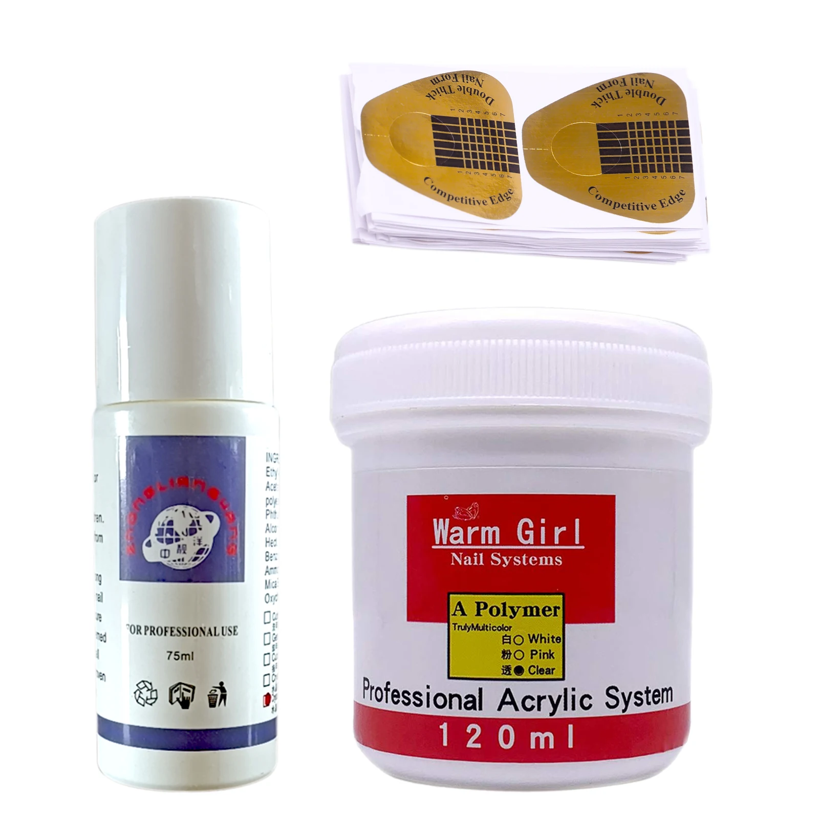 

Warm Girl Acrylic Nail Art Kit - Acrylic Liquid,Acrylic Powder, Acrylic Nail Form Guide Stickers Set