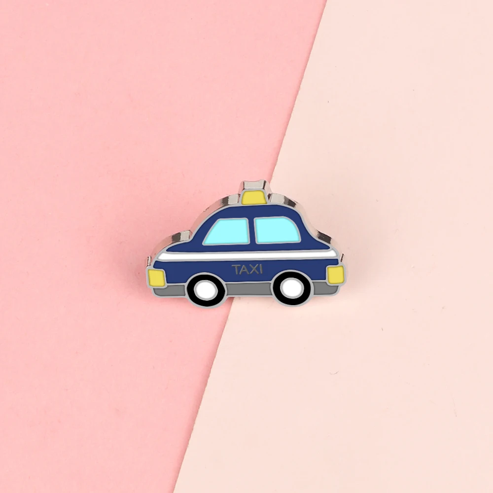 Cartroon Cute Ambulance Brooches School Bus Enamel Pins Taxi Fire Truck Bulldozer Lapel Pin Custom Badge Shirt Bag Jewelry Gifts view 5