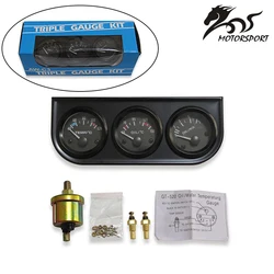 Kit Triple de medidor de temperatura de aceite, medidor de temperatura de agua, medidor de presión de aceite con Sensor, medidor de coche 3 en 1, voltímetro, 52mm