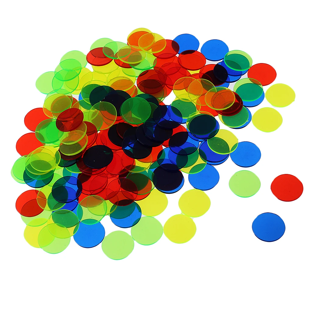 Pack of 100 Bingo Chips (Multi Color) – 1.5cm Translucent Markers for Bingo, Counting & Game Tokens, Chips for Bingo Games