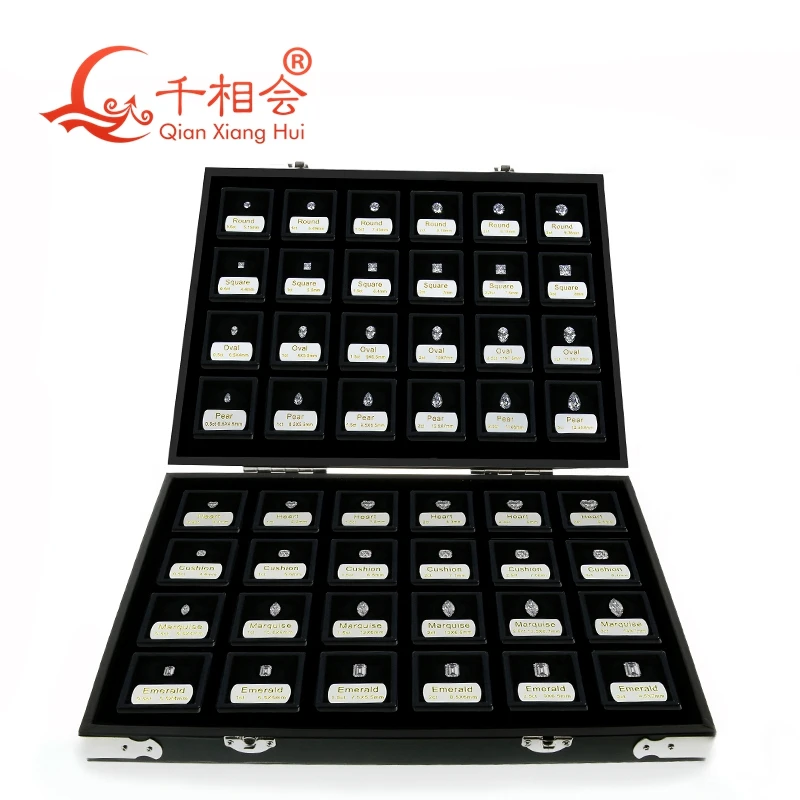 new box 8 shapes of cubic zirconia loose 0.5-3carat weight size set display tools box   diamond tester master set