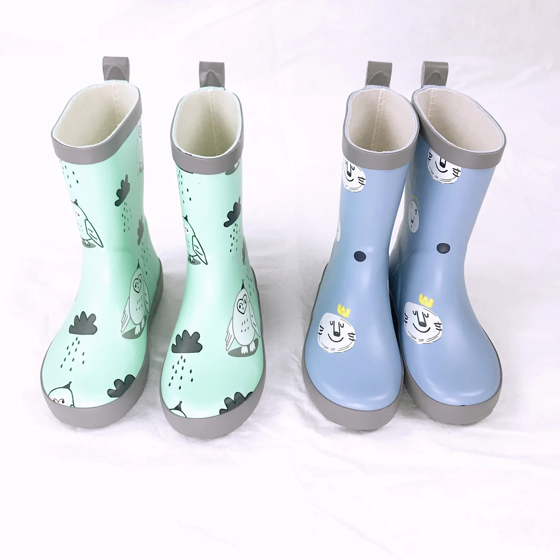 Girls Boy Rubber Rain Boots Kids Girl  Printed Children\'s Rubber Boots Waterproof Soft rain shoes Baby Water Shoes size 23-32