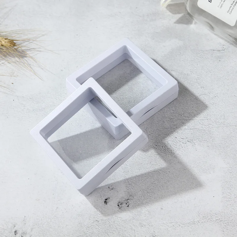 Immagine 3: Pellicola del PE Spilla Moneta Gemme Dei Monili Scatola di Immagazzinaggio Antipolvere Decorazione Mostra Sospeso Galleggiante Orecchini Ad Anello Display Rack Caso