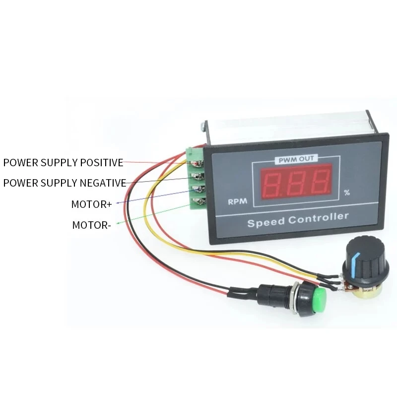 30A DC 6V-60V 12V 24V 48V PWM Motor Speed Controller Digital LED Display 0~100% Adjustable 15KHZ With Potentiometer Switch