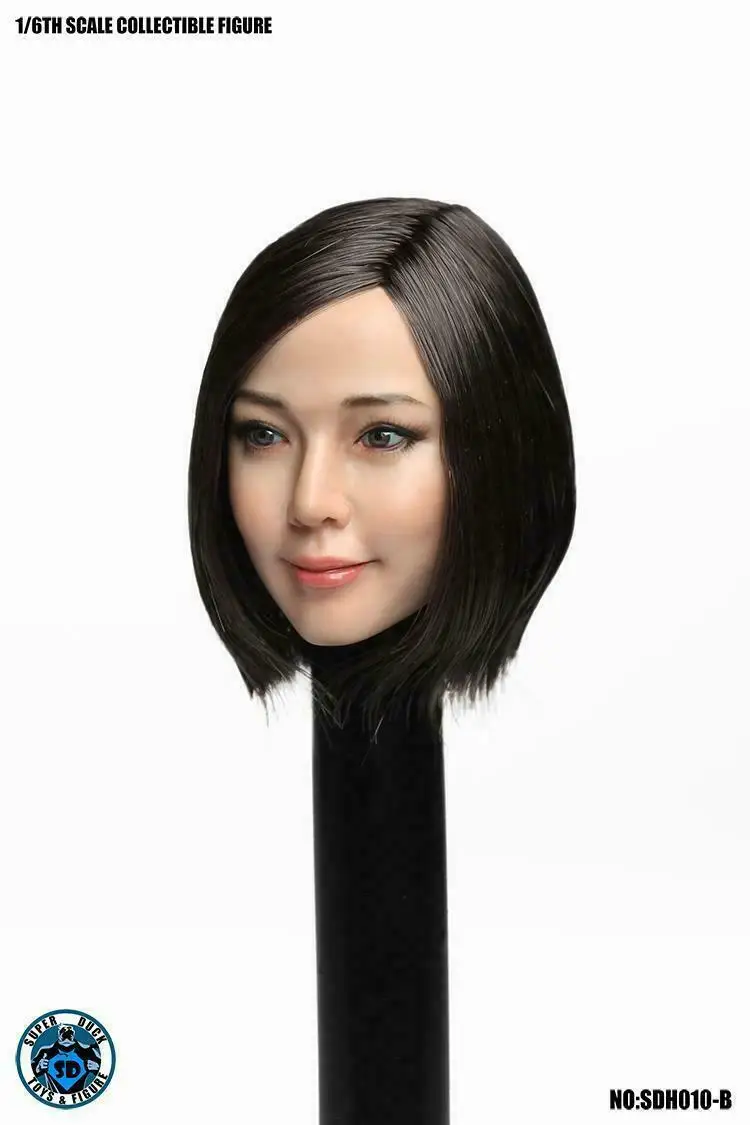 SUPER DUCK SDH010 1/6  Asian Girl Head Sculpt PVC Carved Model for 12'' Tbleague Phicen JIAOUL Female Soldier Action BodyDoll