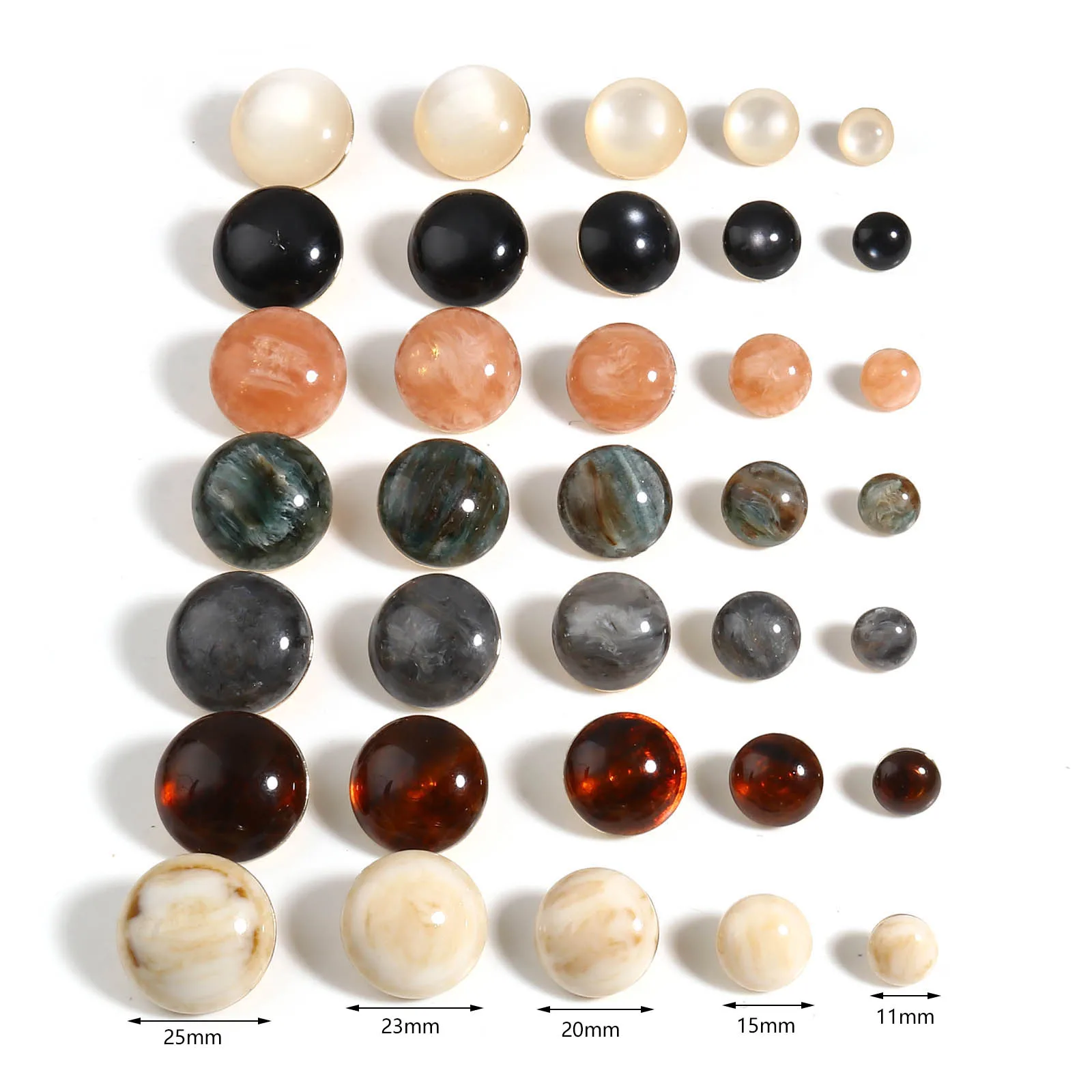 5PCs Resin Imitation Natual Stone Ball Shank Buttons Metal Round Gold Color Clothes Decoration Sewing Button Garment Accessorie