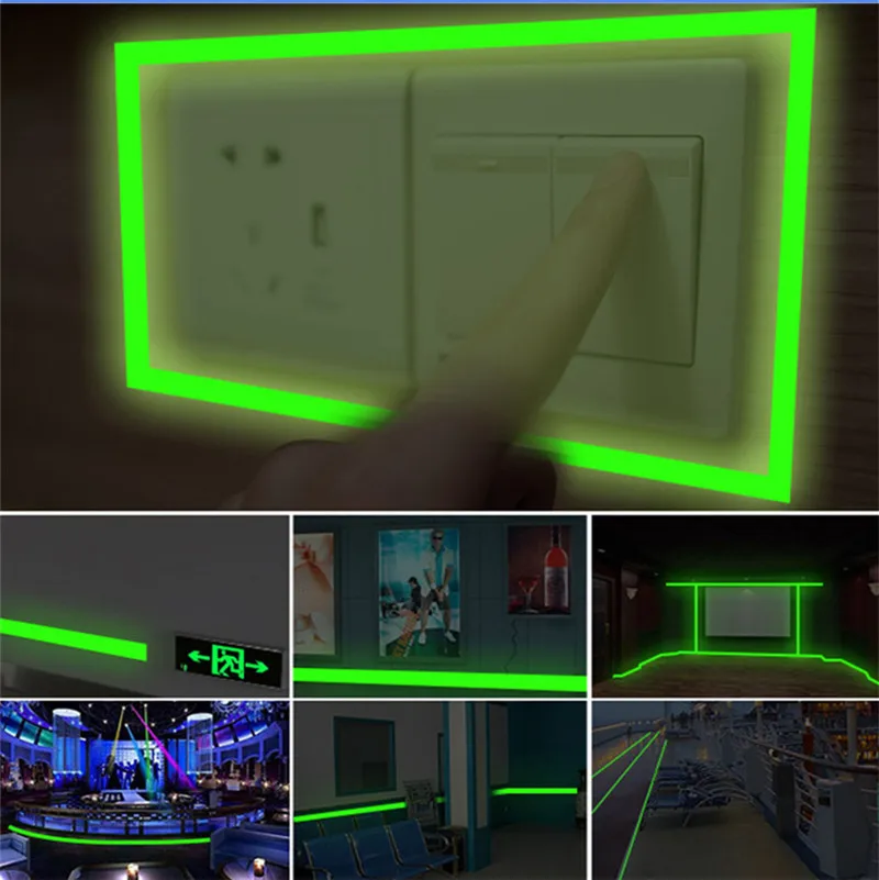 Green/Blue Luminous Tape Self-adhesive Glow In The Dark Stickers Fluorescent Emergency Safety Stage Sticker Tape Home Decoration