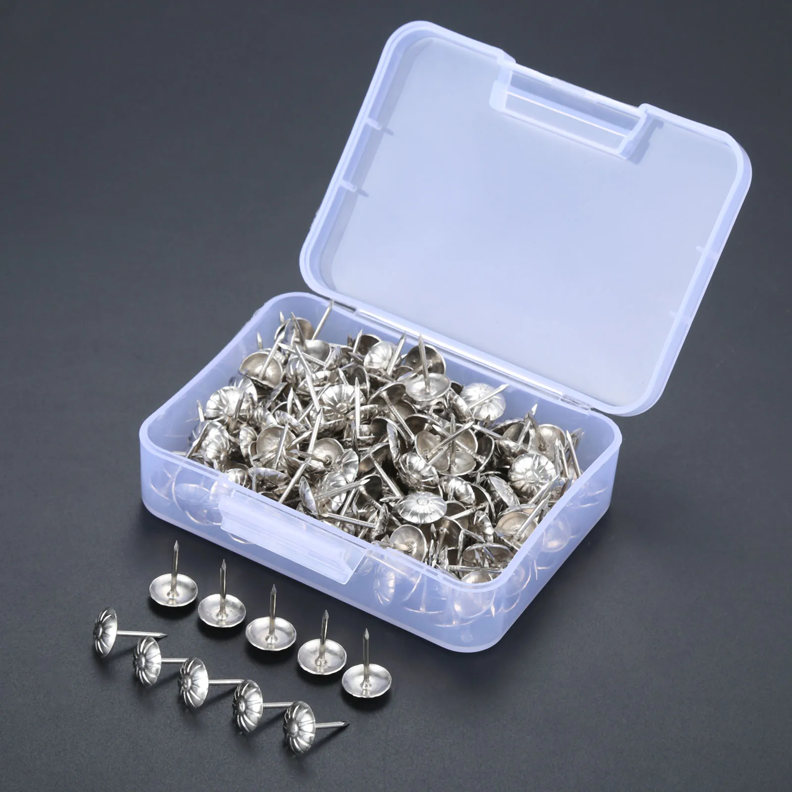 DRELD-실내 장식 네일 보석 나무 상자, 11x17mm, 가구 압정 스터드 압정 문 네일 실내 장식 핀 공예 + 보관 상자, 300 개