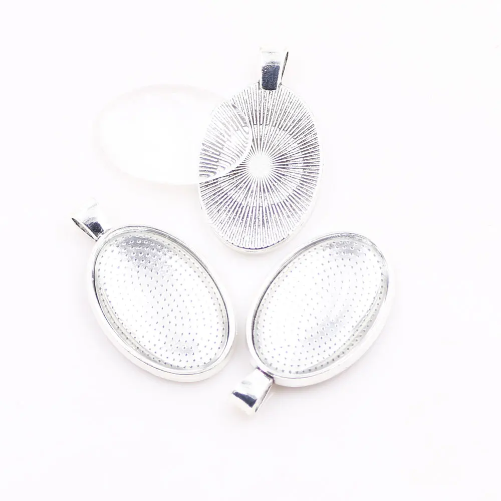 5pcs/lot Retro Pendant 18X25/20X30/30X40mm Oval Cabochon Base Setting Charms Pendant Bezel Tray For DIY Jewelry Making Finding