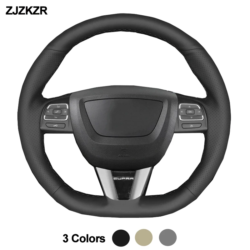Cubierta de volante de coche cosida a mano, envoltura de volante para Seat Leon (FR | CUPRA) MK2 1P 2009-2011 2012, trenza en el volante