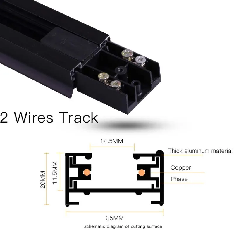 LED Track Light Rail 0.5M 1M Aluminum 2 Wire Electrified Rails With Spots Led Track Lamp Rail Track Lighting For Store Home