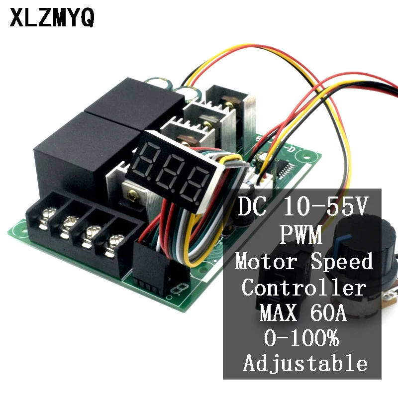 PWM Motor Speed Controller Digital Display 0-100% Adjustable DC 10-50V 40A DC Motor Speed Controller 12V 24V 48V 2000W MAX 60A