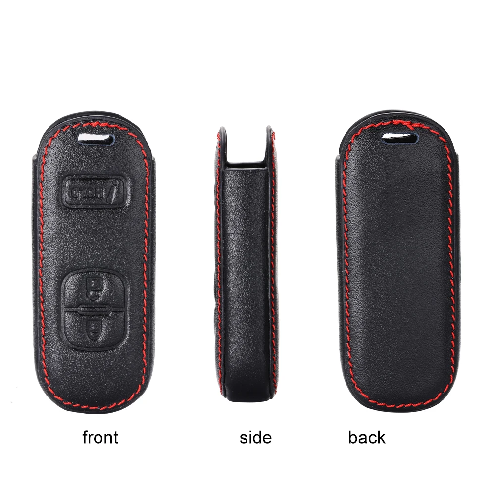 Genuine Leather Car Key Case For Mazda CX3 CX5 CX7 CX9 3 Speed 3 Button Smart Remote Fob Protector Cover Keychain Accessories