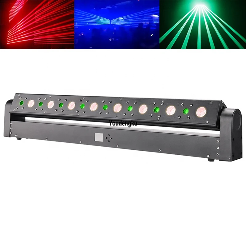 1pcs dj disco moving head laser light 8 holes pixels red green bar laser beam moving head light