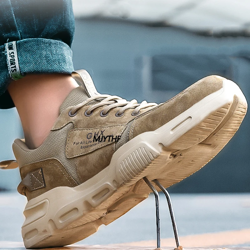 男性用鋼のつま先の安全靴,耐パンク性の作業靴,不滅のブーツ,ケブラーインソール,耐衝撃性,保護スニーカー,2022