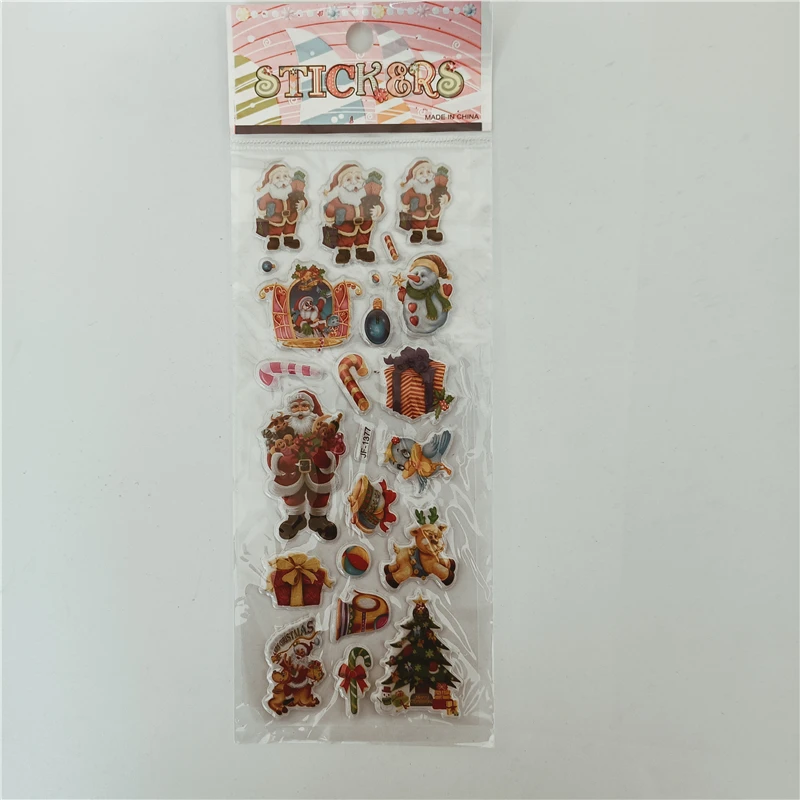 6pcs Santa Claus Puffy Stickers Kawaii DIY Scrapbook Reward Notebook 3D Sticker Toys Christmas Tree Kids Gift