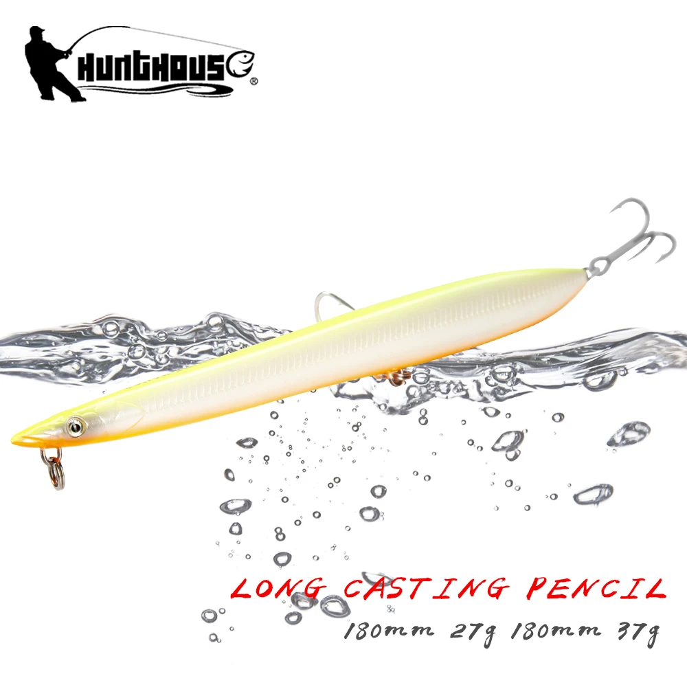 

Hunthouse Sea Fishing Pencil Lure Sinking Hard Creature Baits Sandeel Lures LW502 180mm 27g Floating 37g Fishing For Sea Bass