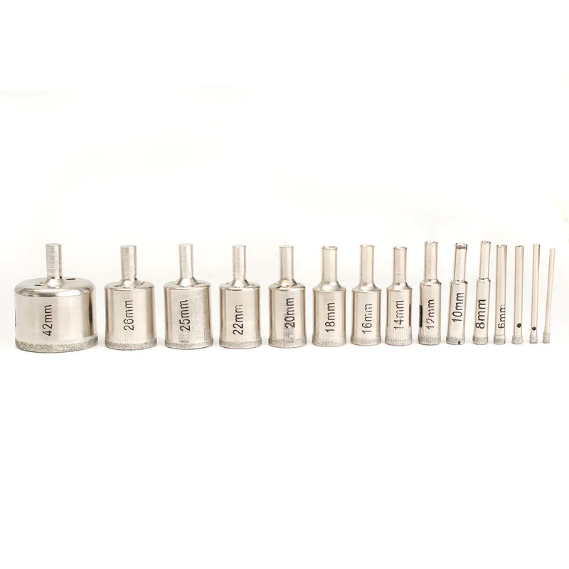 XNEMON 15Pcs 3-42mm Diamant Boor Set Gatenzaag voor Glas Hout Mentale 3 4 5 6 8 10 12 14 16 18 20 22 25 26 42mm