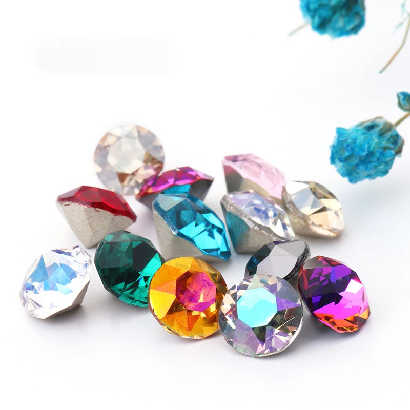 Xichuan 50pcs Crystal Nail Stone Round Shape Diy Accessories Pointback Glass Strass Small Size Glue On Diy Jewelry For Makeing