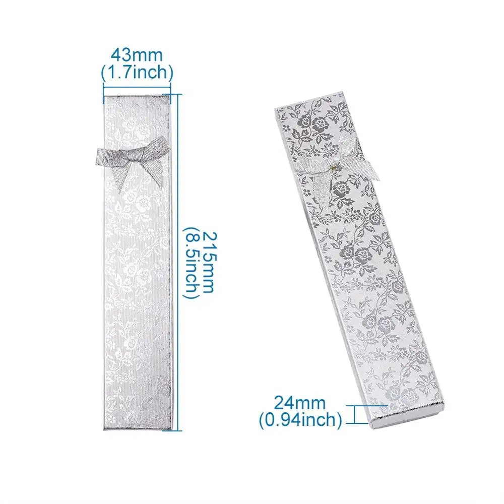 12pcs Rectangle Cardboard Boxes for Packaging Jewelry Set Gift Box Fit Necklace Bracelet Display Storage With Sponge 215x43x24mm