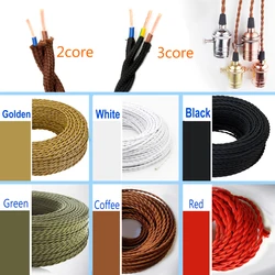 2 Core 3 Core 0.75mm Vintage Woven Textile Electrical Wire Retro Color Twist Braided Flex Power Cable Edison Electric Lamp Cord