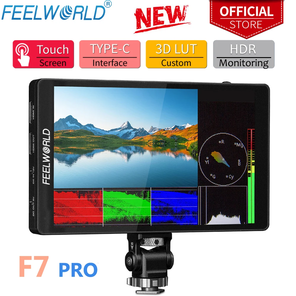 Do Brasil FEELWORLD 7 Cal dotykowy Screen3D LUT lustrzanka cyfrowa dyrektor terenowy AC Monitor 4K 60Hz HD z F970 zewnętrzny F7 PRO